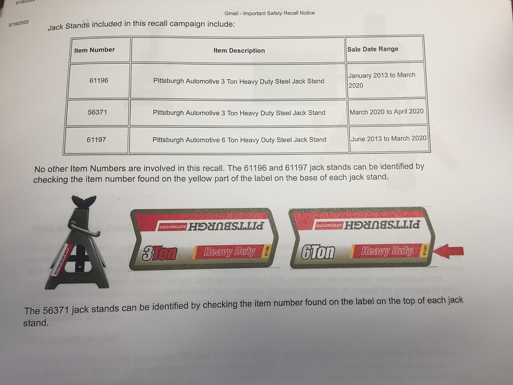 HF Jack Stand Recall EType Jaglovers Forums