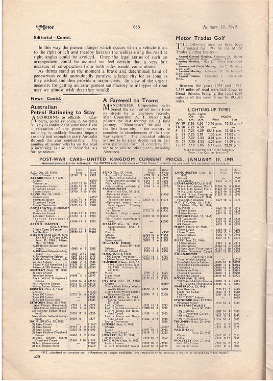 Vintage price list for UK market incl. Jags Collectibles Jaglovers