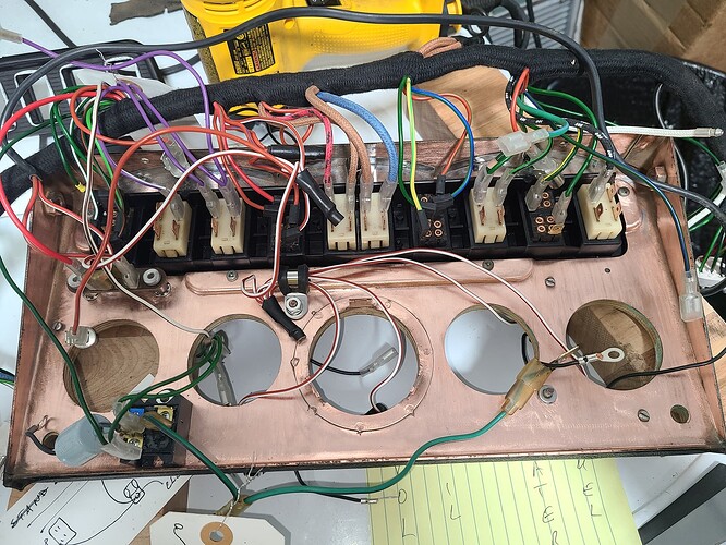 5 - Switches done - wires leading to appropriate gauge hole
